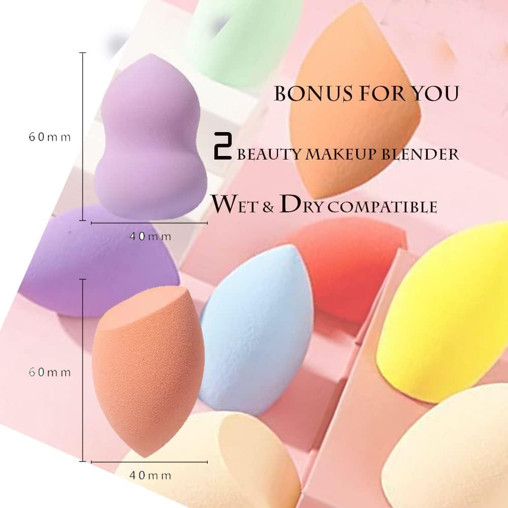 NEVSETPO Makeup Brushes, Quality Make Up Brushes 28Pcs Makeup Brushes Set Professional & Beginner Make-up Sets & Case, Brushes & Sponges,Travel-Friendly Roll-up Beauty Gift Sets for Women, PINK