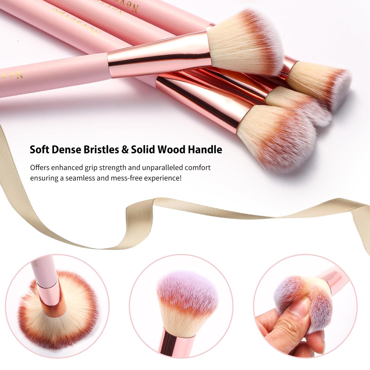 NEVSETPO Makeup Brushes, Quality Make Up Brushes 28Pcs Makeup Brushes Set Professional & Beginner Make-up Sets & Case, Brushes & Sponges,Travel-Friendly Roll-up Beauty Gift Sets for Women, PINK