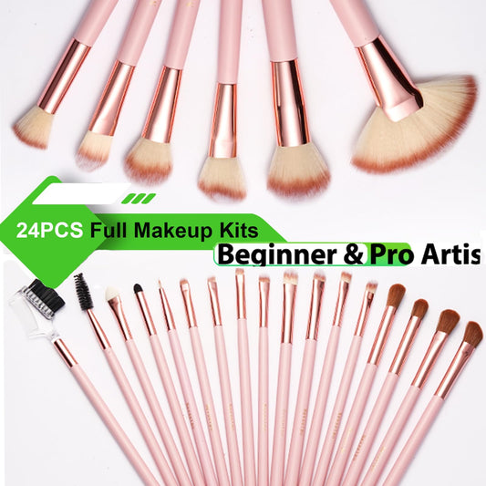 NEVSETPO Makeup Brushes, Quality Make Up Brushes 28Pcs Makeup Brushes Set Professional & Beginner Make-up Sets & Case, Brushes & Sponges,Travel-Friendly Roll-up Beauty Gift Sets for Women, PINK