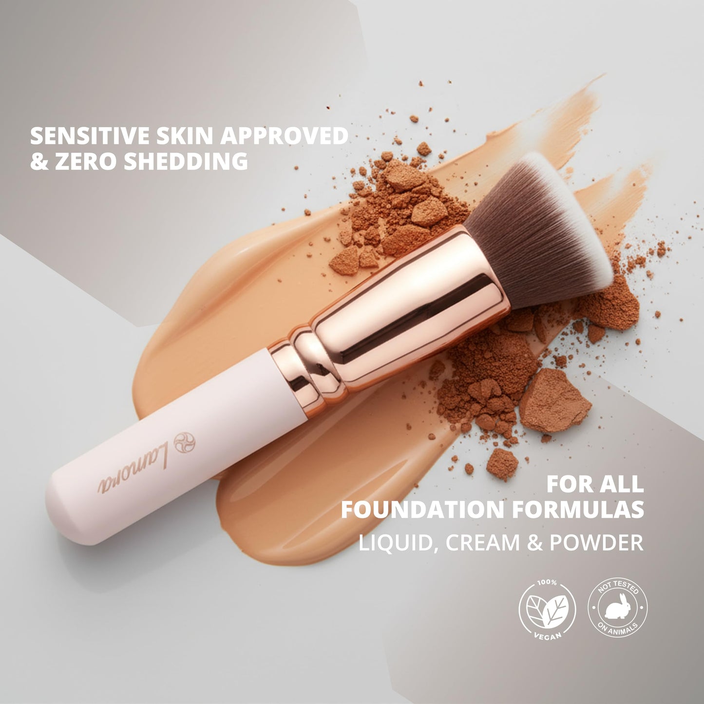 Make Up Brush Foundation Kabuki Flat Top - Perfect For Blending Liquid, Cream or Flawless Powder Cosmetics - Buffing, Stippling, Concealer - Premium Quality Synthetic Dense Bristles!