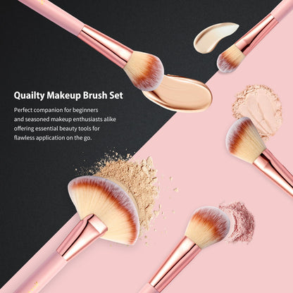 NEVSETPO Makeup Brushes, Quality Make Up Brushes 28Pcs Makeup Brushes Set Professional & Beginner Make-up Sets & Case, Brushes & Sponges,Travel-Friendly Roll-up Beauty Gift Sets for Women, PINK