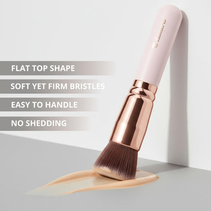 Make Up Brush Foundation Kabuki Flat Top - Perfect For Blending Liquid, Cream or Flawless Powder Cosmetics - Buffing, Stippling, Concealer - Premium Quality Synthetic Dense Bristles!