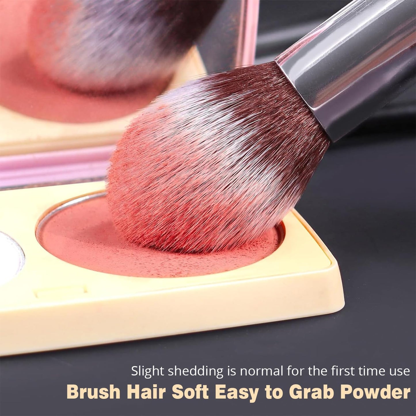 BEAKEY Diversity Makeup Brushes 12 Pcs Makeup Kit, Premium Synthetic Kabuki Foundation Face Powder Concealer Eyeshadow Blush Set, with 2 Pcs Blender Sponges (Black/Silver)