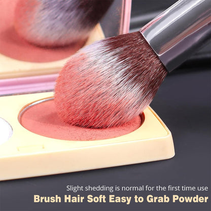 BEAKEY Diversity Makeup Brushes 12 Pcs Makeup Kit, Premium Synthetic Kabuki Foundation Face Powder Concealer Eyeshadow Blush Set, with 2 Pcs Blender Sponges (Black/Silver)