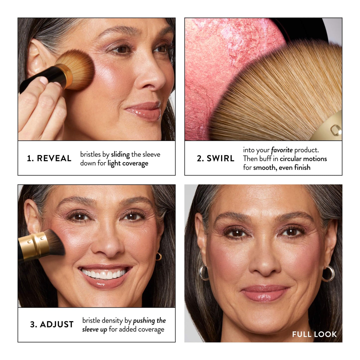 LAURA GELLER NEW YORK Retractable Black Kabuki Brush for Liquid, Cream and Powder Face Makeup With Aluminum Handle