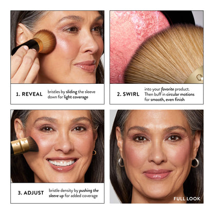 LAURA GELLER NEW YORK Retractable Black Kabuki Brush for Liquid, Cream and Powder Face Makeup With Aluminum Handle
