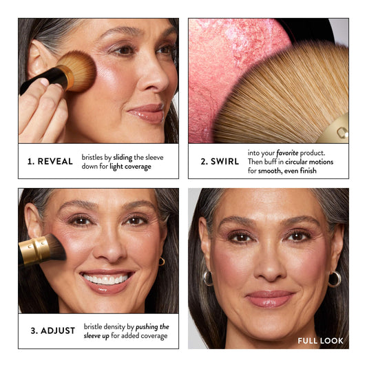 LAURA GELLER NEW YORK Retractable Black Kabuki Brush for Liquid, Cream and Powder Face Makeup With Aluminum Handle