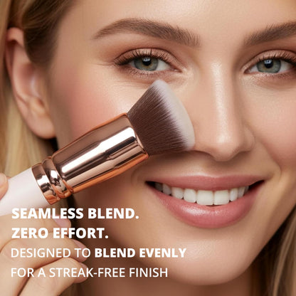 Make Up Brush Foundation Kabuki Flat Top - Perfect For Blending Liquid, Cream or Flawless Powder Cosmetics - Buffing, Stippling, Concealer - Premium Quality Synthetic Dense Bristles!